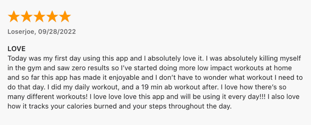 Justfit app reviews