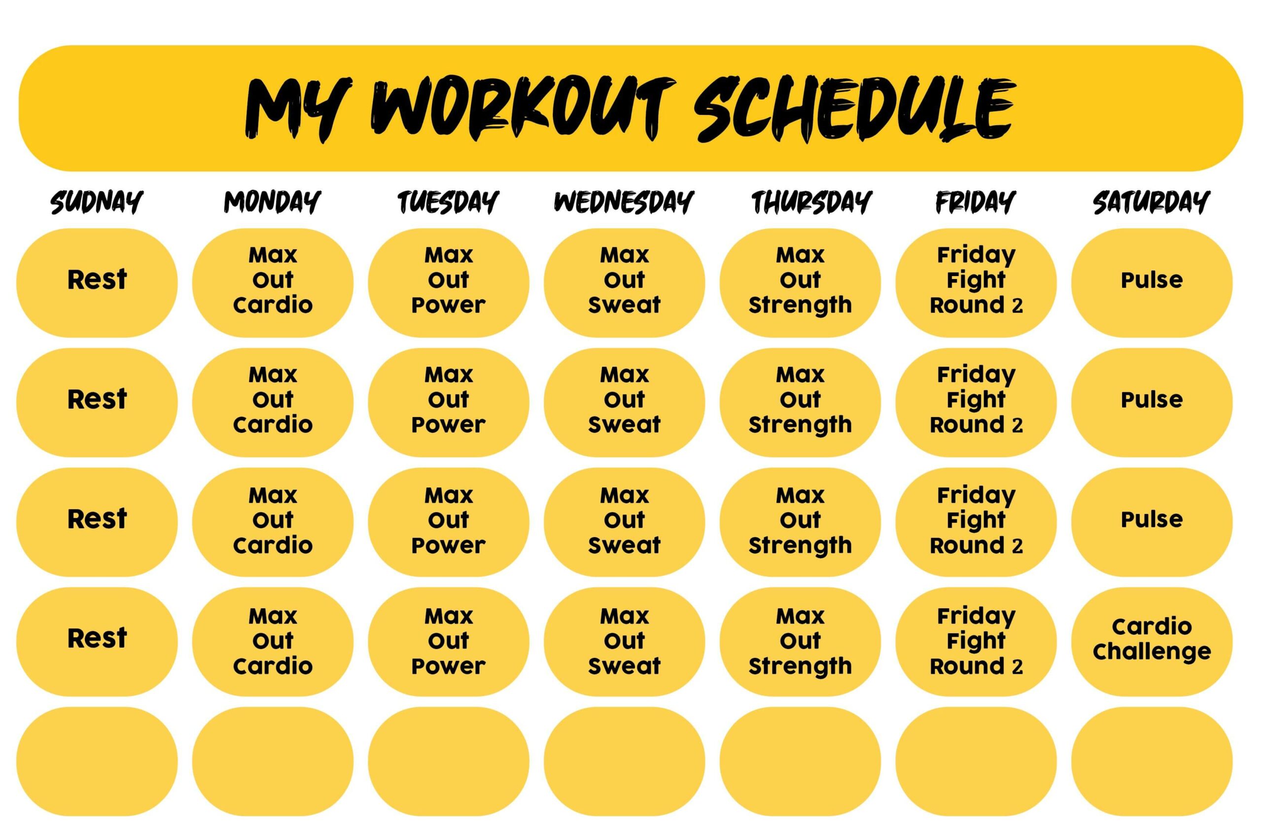 Printable Insanity Workout Schedule month 1