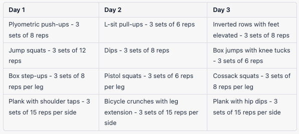 Bodyweight Workout Plan - week 3